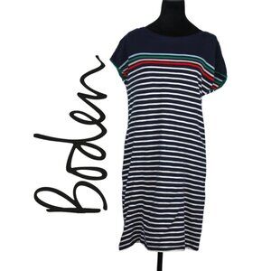 Boden Navy Striped Short-Sleeve Dress Size UK 12R US 8R